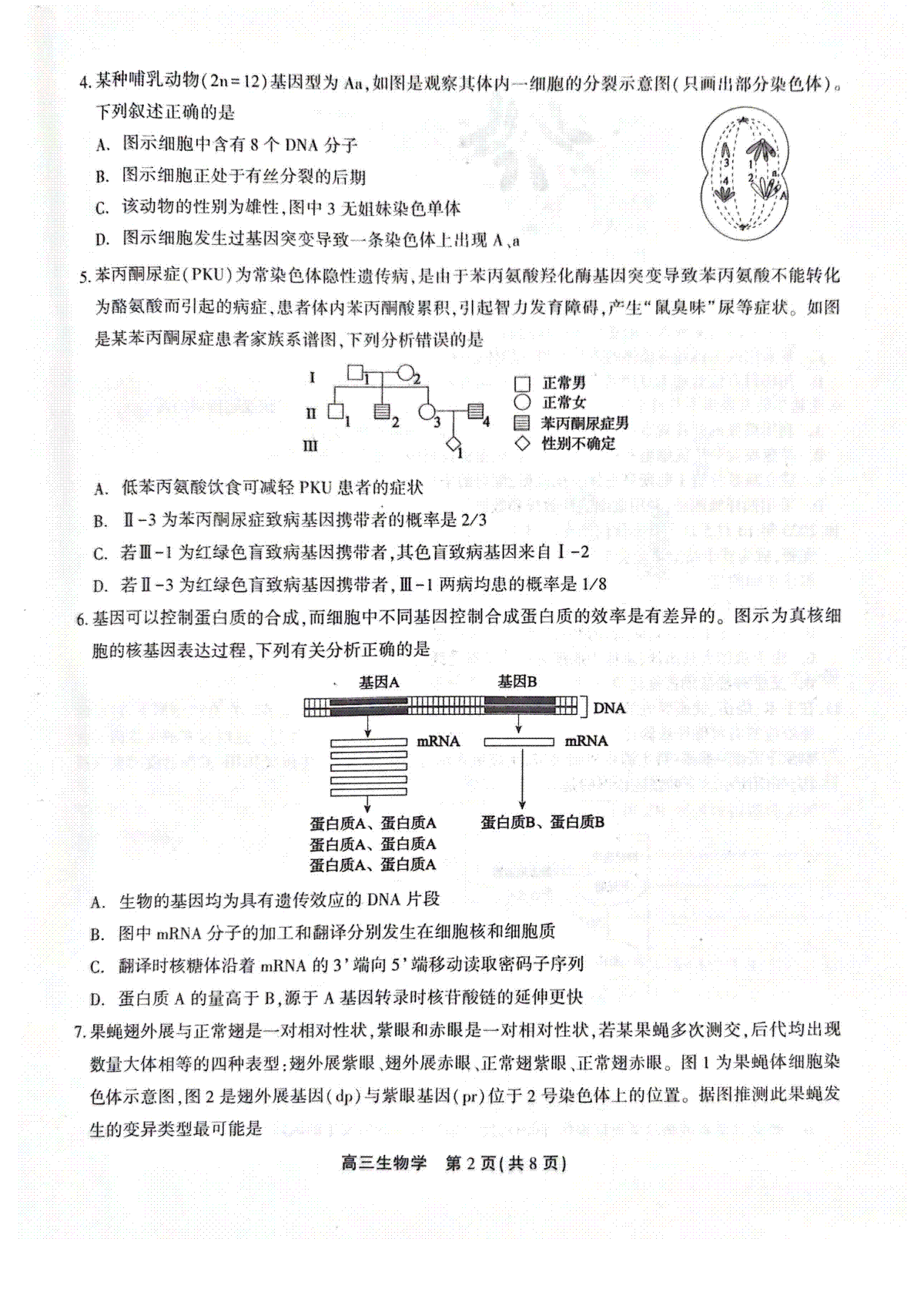 安徽省鼎尖教育2024届高三生物学试卷_第2页