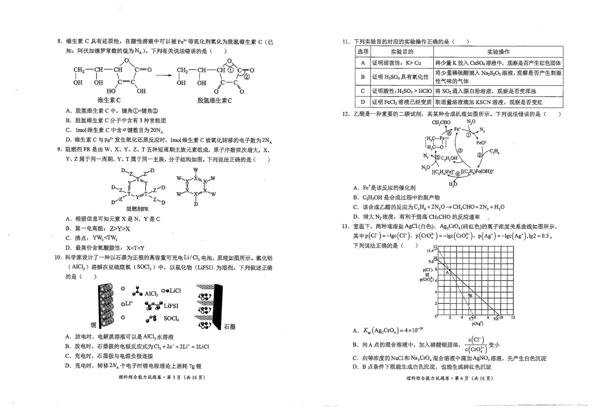 2024届云南省昆明市西山区高三三模理综_第2页